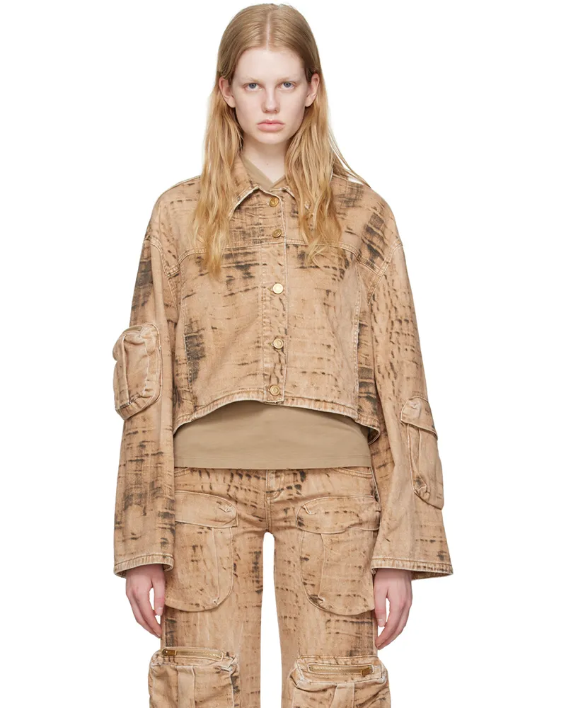 Blumarine Tan Camouflage Denim Jacket M5705