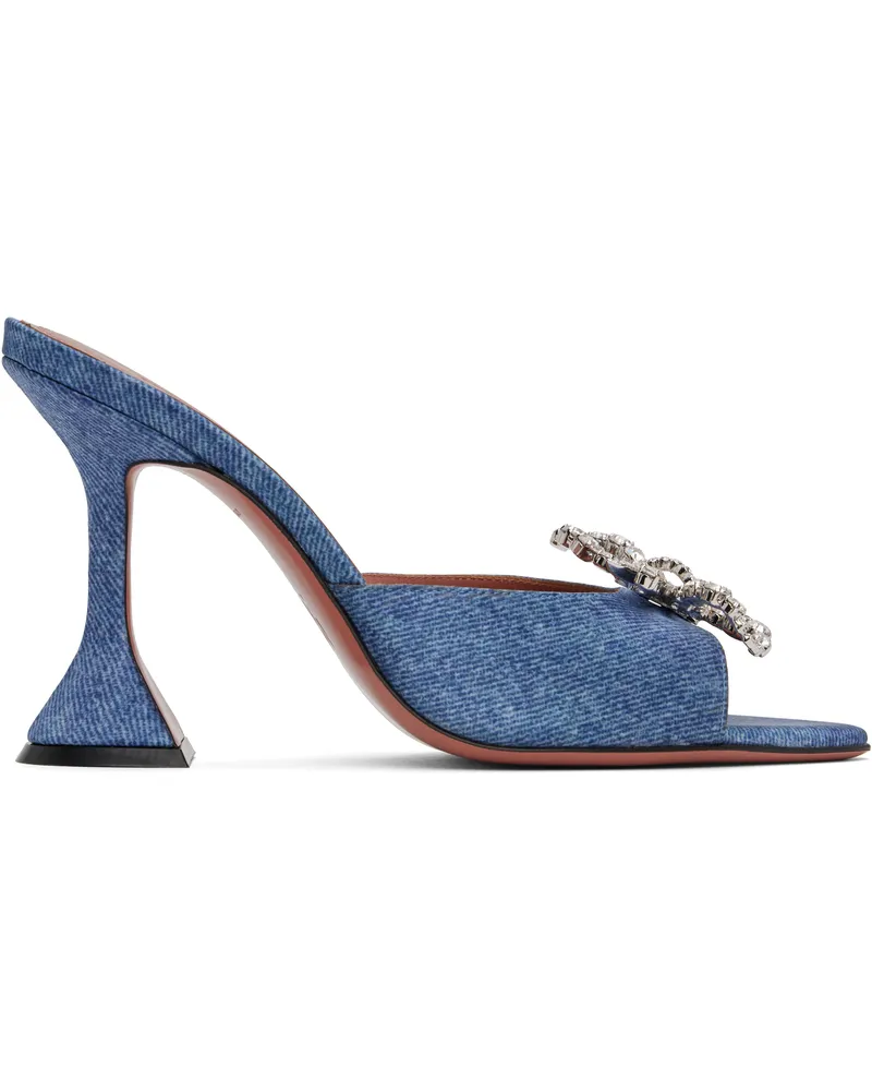 Amina Muaddi Blue Rosie Slipper Heeled Sandals Denim