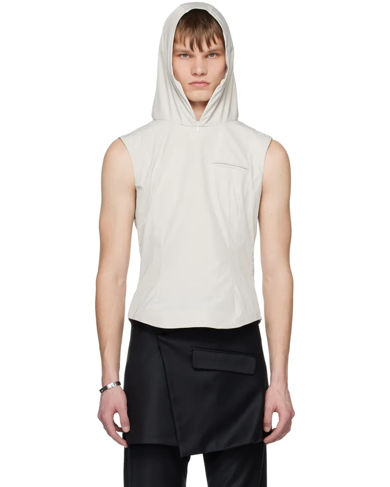 AARON ESH Off-White Hooded Vest Talc