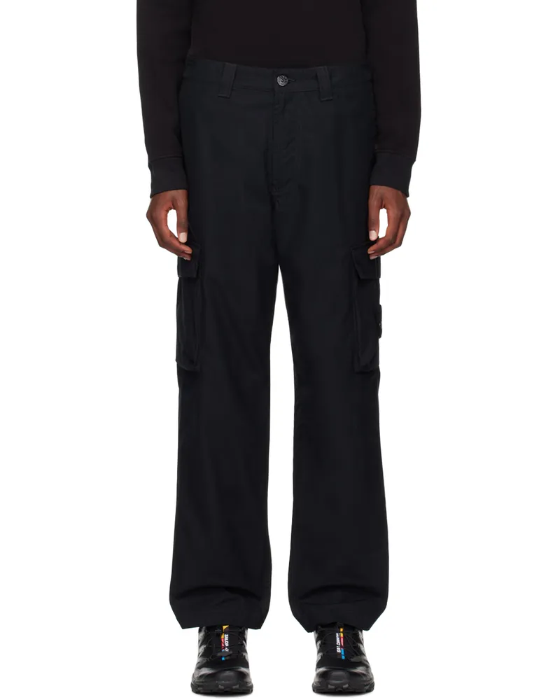 Stone Island Black Logo Patch Cargo Pants V0029
