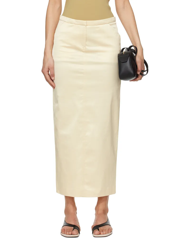 Totême Off-White Straight Midi Skirt Ecru