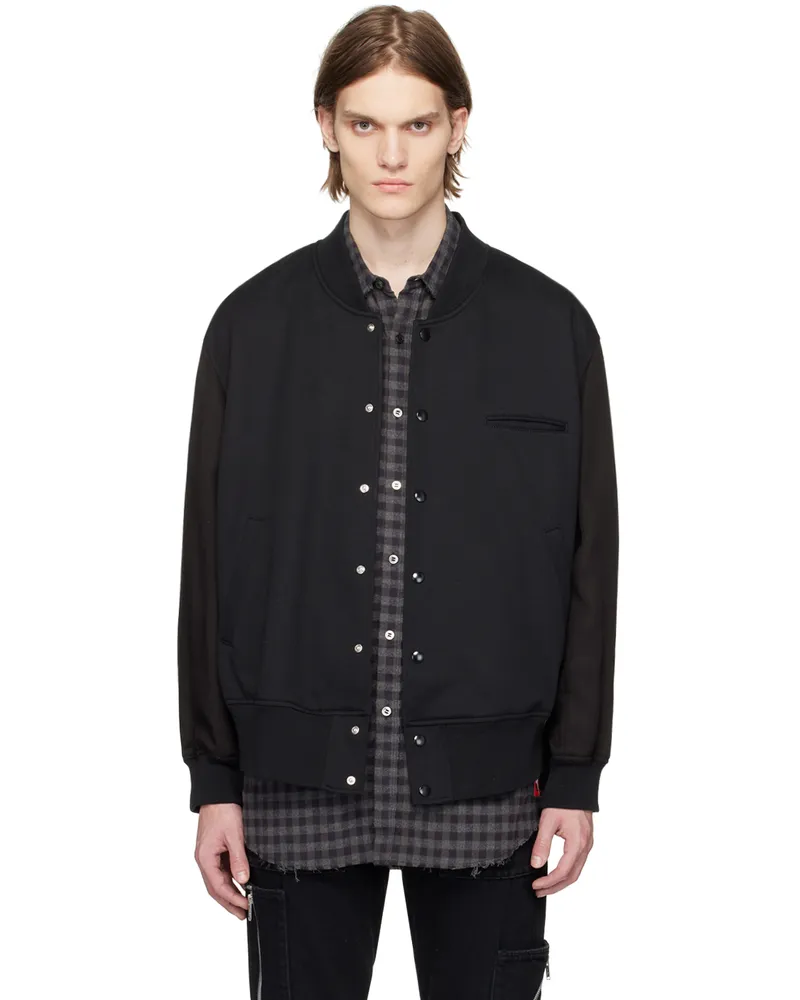 Undercover Black Embroidered Bomber Jacket Black