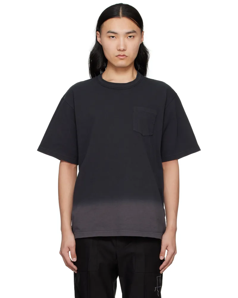 Sacai Black Garment Dye Cotton Jersey T-shirt 001