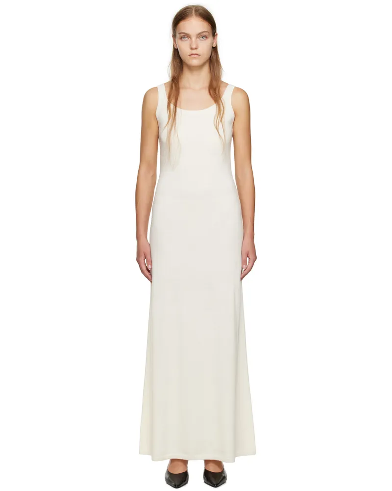 Max Mara White Scoop Neck Maxi Dress 001