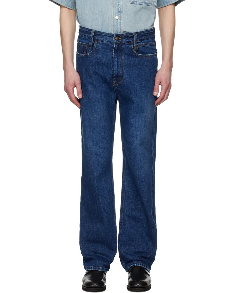 Wooyoungmi Navy New Straight Jeans Blue998l