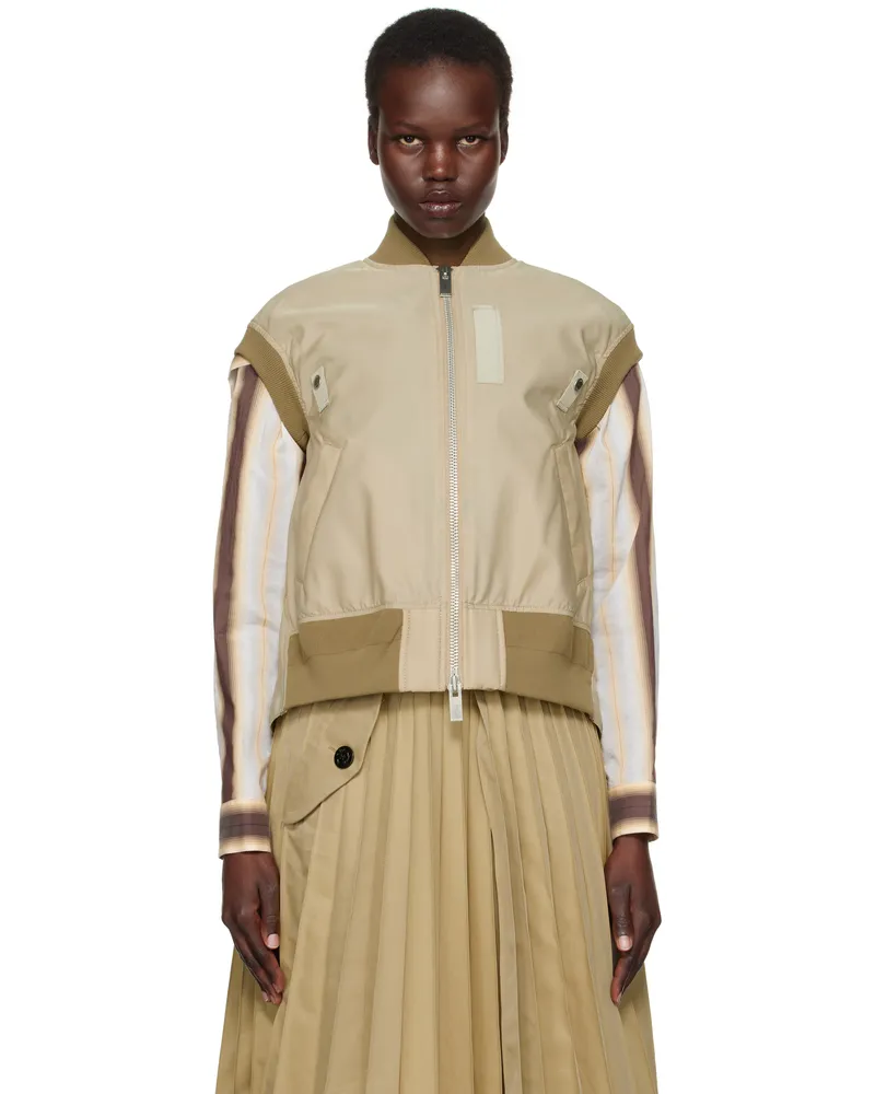 Sacai Beige Nylon Twill Vest 651