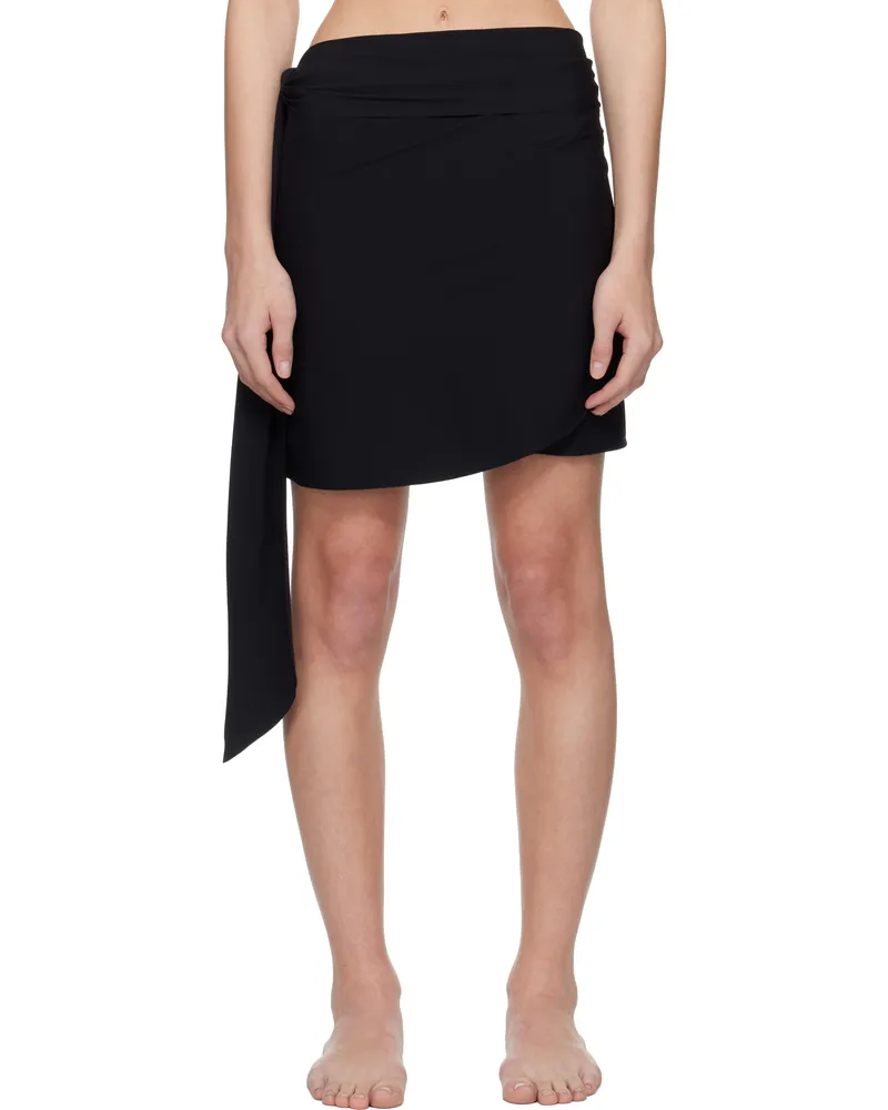 Hunza G Black Short UPF 50+ Sarong Cover-up Skirt Black