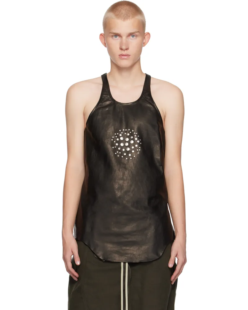 Rick Owens Black Porterville Orb Leather Tank Top 09