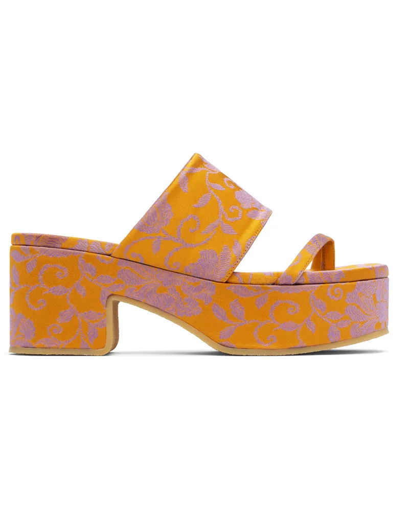 Dries van Noten Orange Platform Heeled Sandals 369