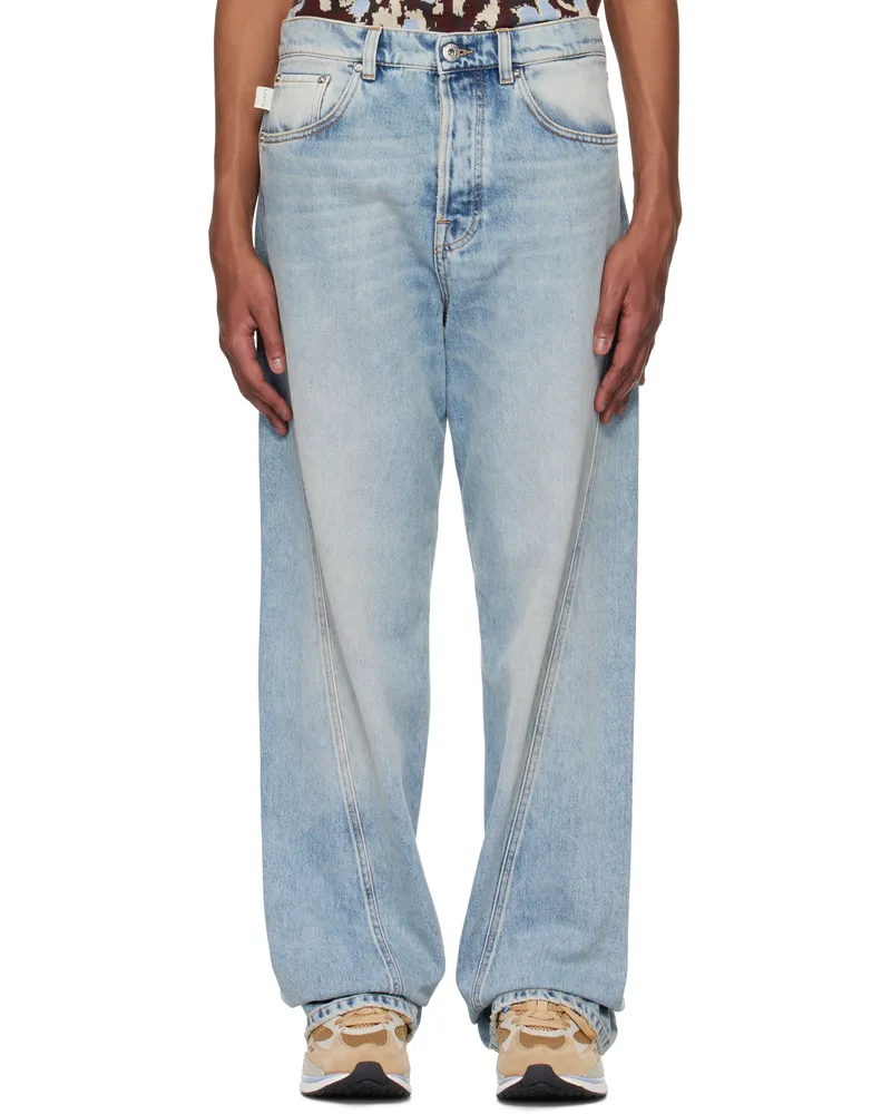 Lanvin Blue Twisted Straight-Leg Jeans Light