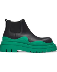 Bottega Veneta Black & Green Tire Chelsea Boots 1489black-a