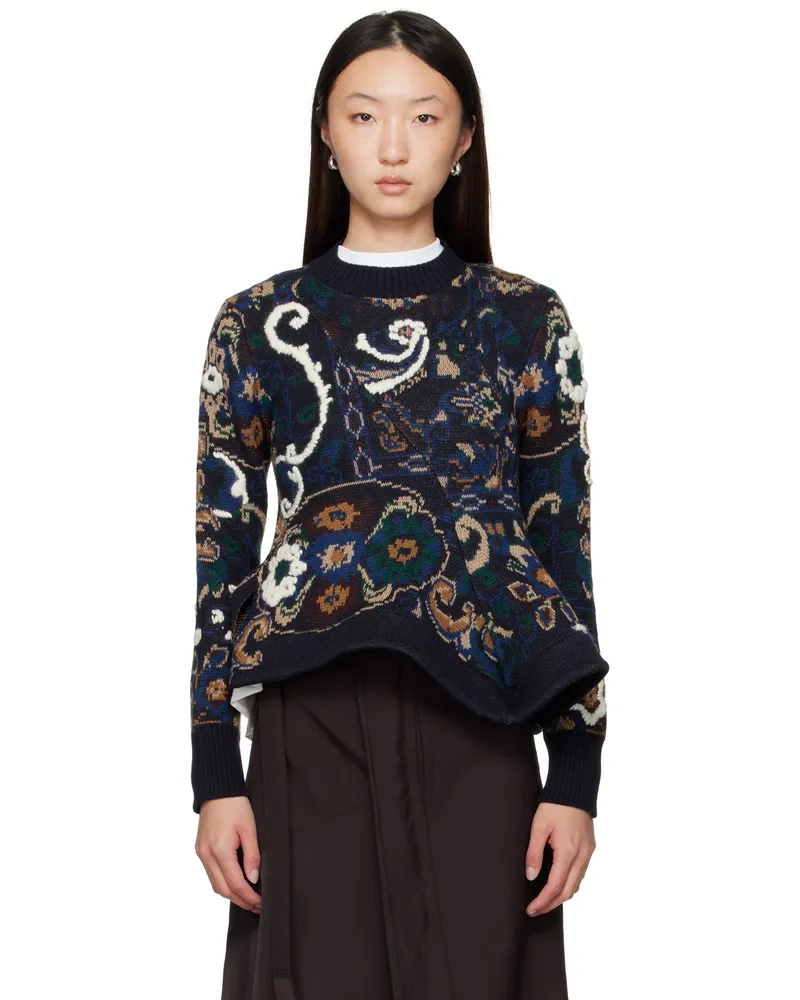 Sacai Navy Crewneck Sweater 201