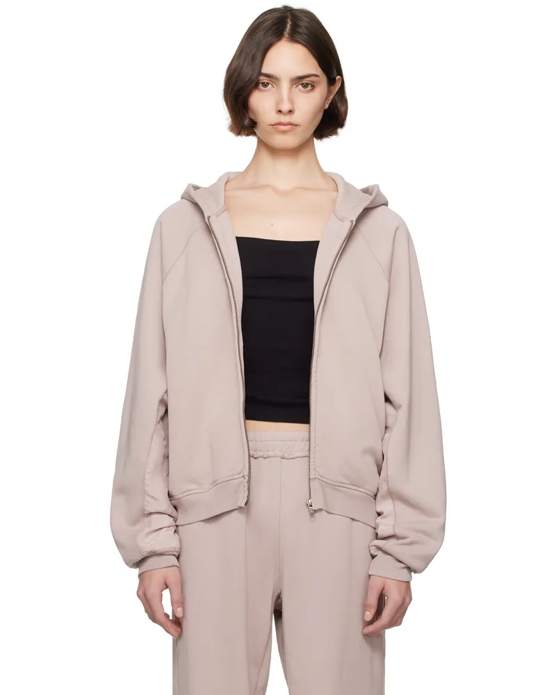 SKIMS Taupe French Terry Relaxed Zip Up Hoodie Fawn