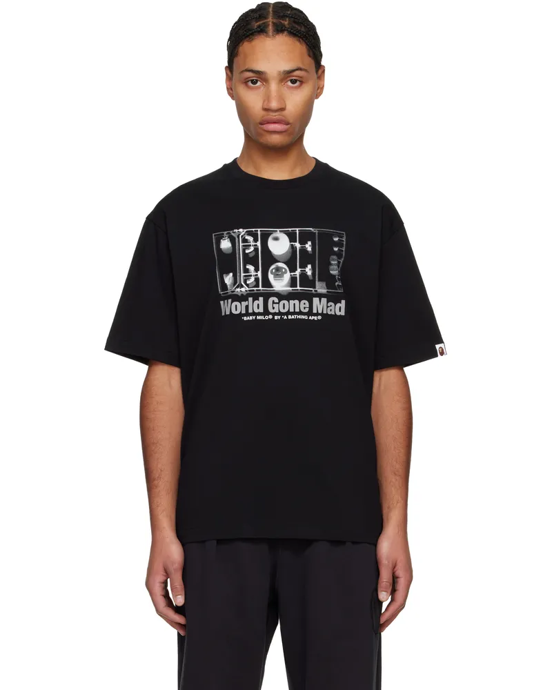BAPE Black Relaxed Fit 'Baby Milo' Figure T-shirt Black