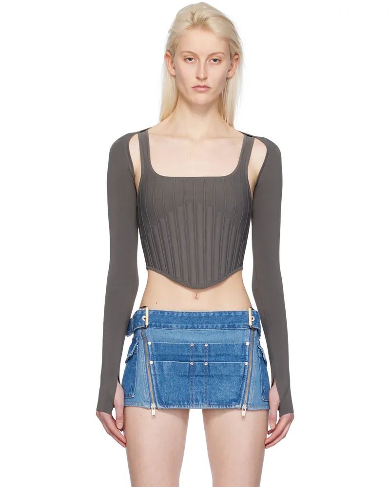 Dion Lee Khaki Ventral Compact Corset Top Mercury