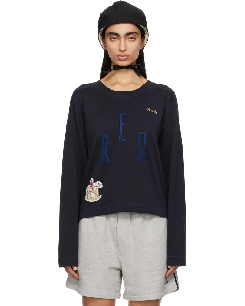 BODE Navy 'Rec' Pullover Sweatshirt Navy