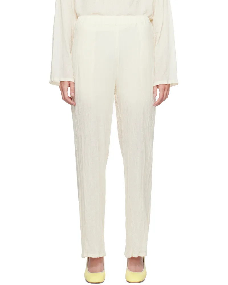 Issey Miyake Off-White Karami Wool Trousers 06