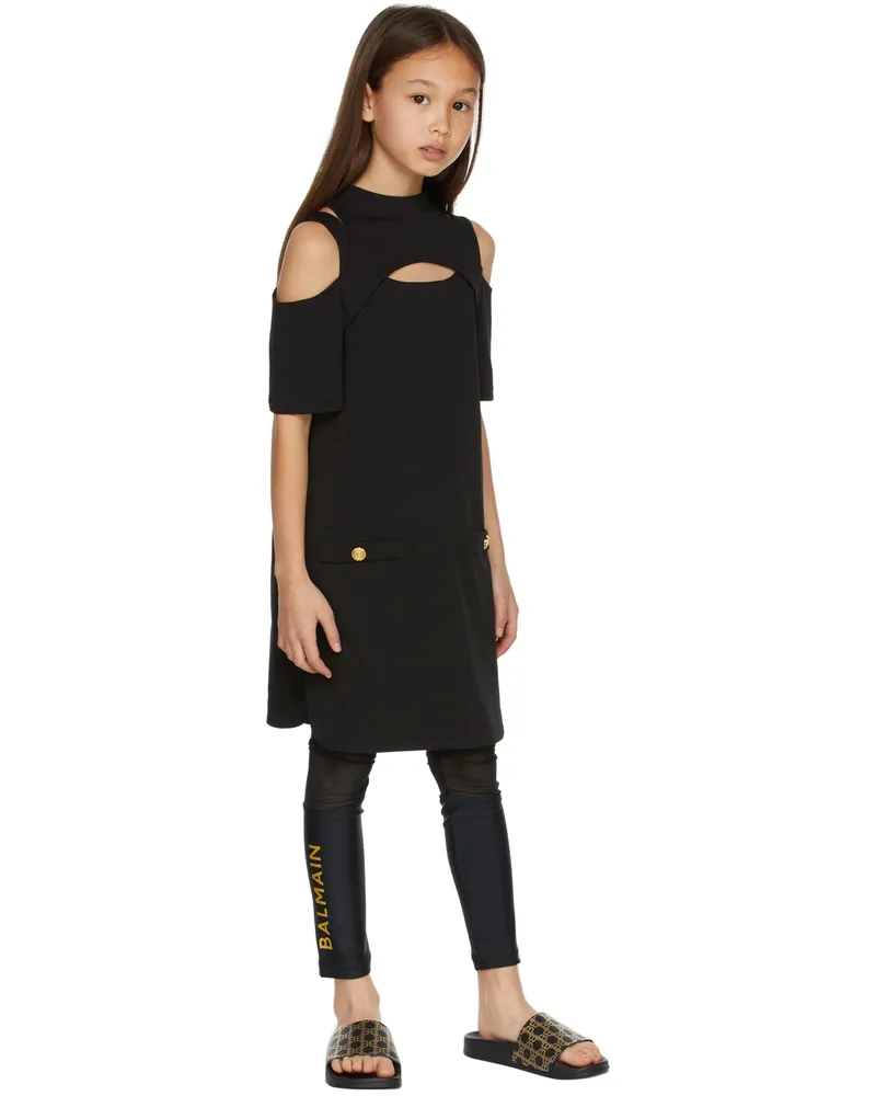 Balmain Kids Black Logo Leggings 930