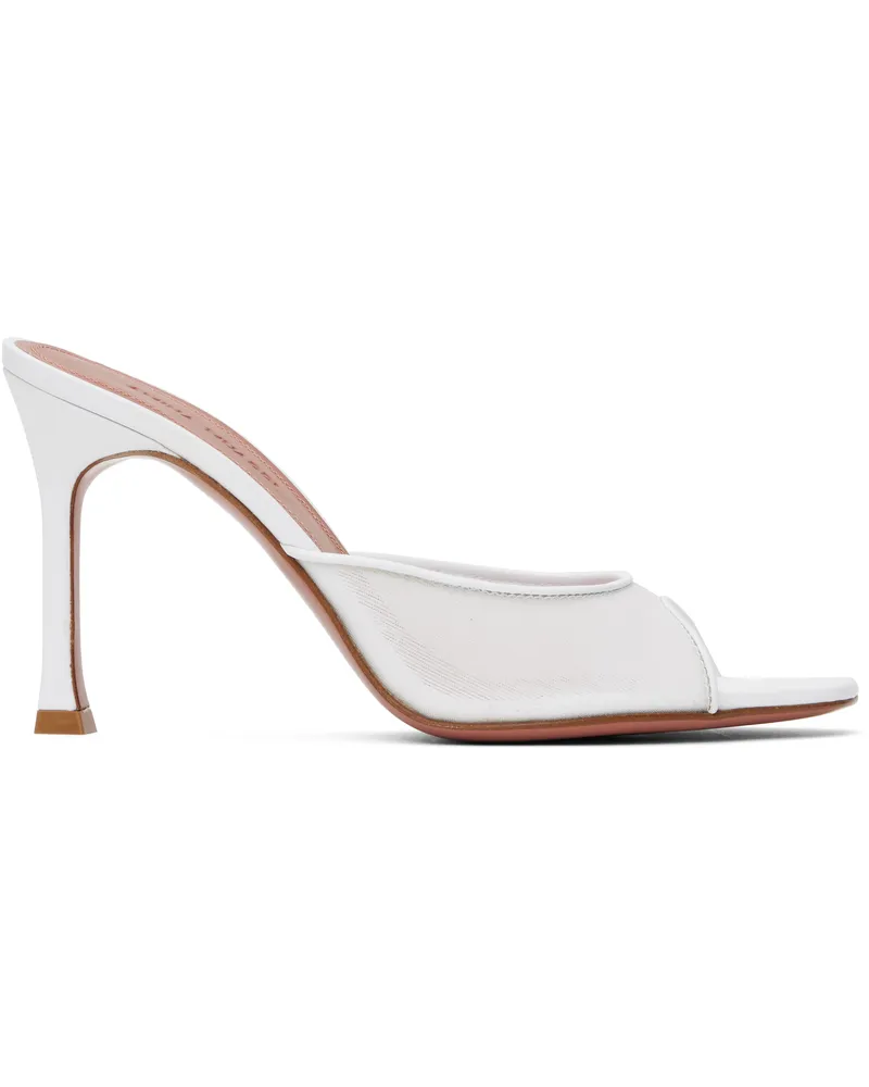 Amina Muaddi White Alexa Mesh Slipper 95 Heeled Sandals Mesh