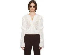White Jersey Ruffle Blouse