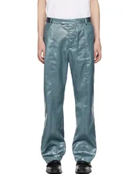 Martine Rose Blue Slim-Fit Trousers Wet