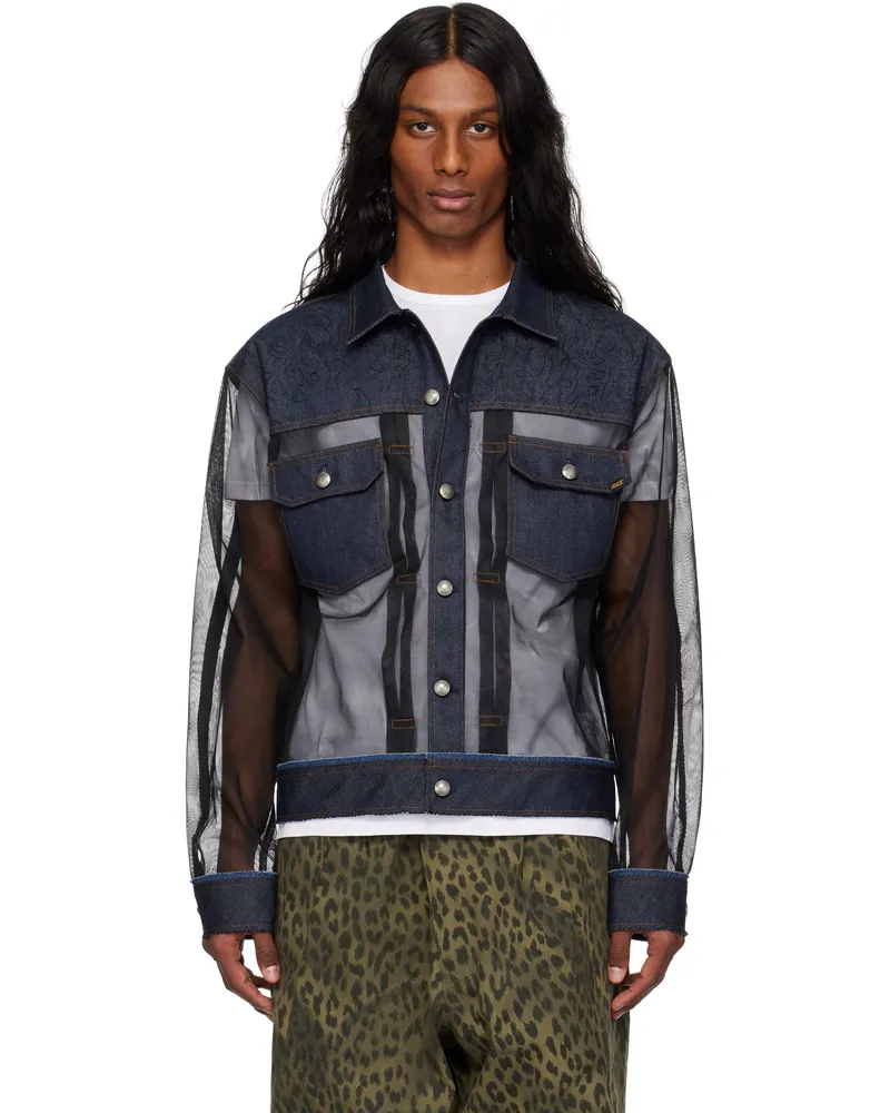 Andersson Bell Blue & Black Tonny Sheer Denim Jacket Blue