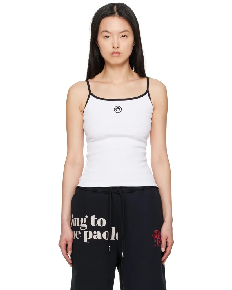 Marine Serre White Moon Logo Jersey Tank Top Wh10