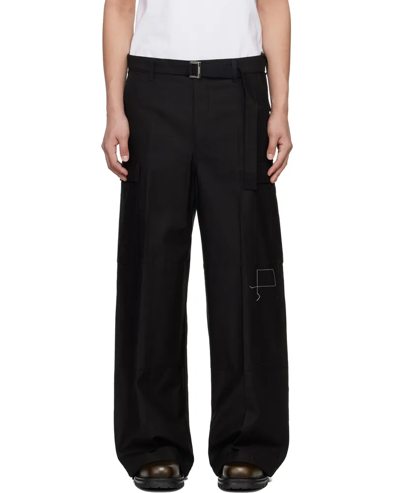 Sacai Black WTAPS Edition Cotton Back Satin Cargo Pants 001