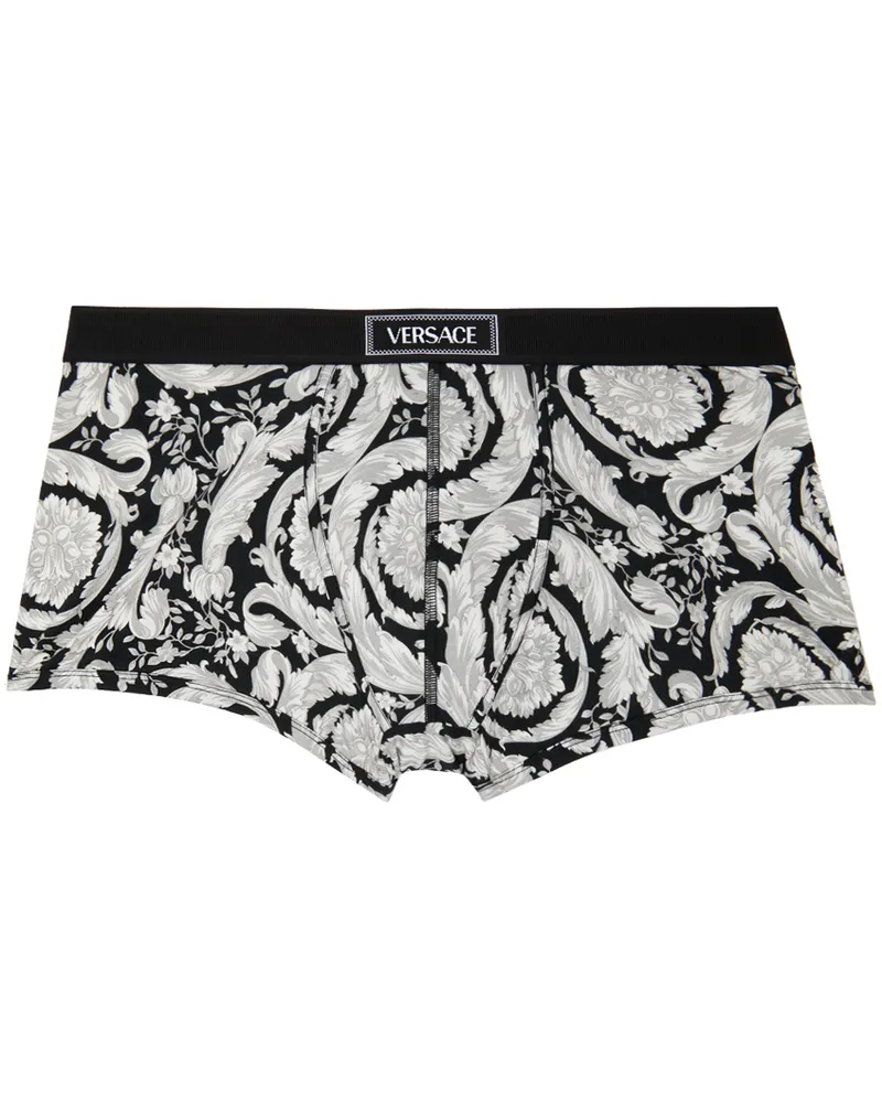 Versace Gray & Black Printed Graphic Pattern Boxers 5bc50-black+bone