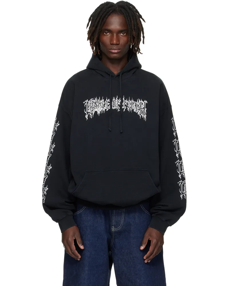 VETEMENTS Black Cradle of Filth Logo Oversized Hoodie Washed