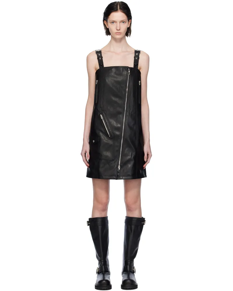 JUUN.J Black Utility Rider Faux-Leather Minidress Black