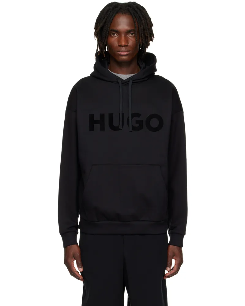 HUGO BOSS Black Oversize-Fit Cotton Terry Logo Hoodie 001-black