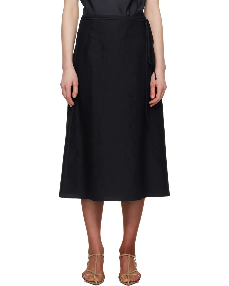 LE 17 SEPTEMBRE Navy Crinkled Fluid Midi Skirt Navy