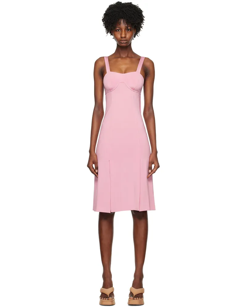 ROTATE Birger Christensen Pink Vented Midi Dress 16-2215