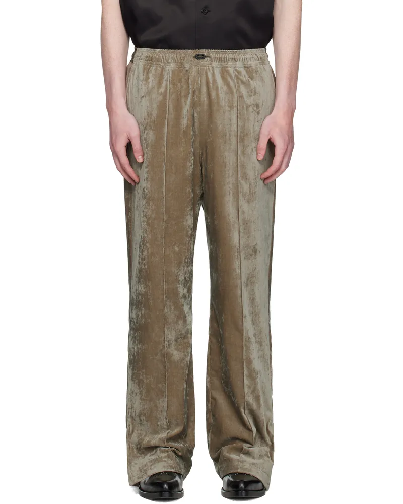 Toga Khaki Velvet Track Pants Khaki