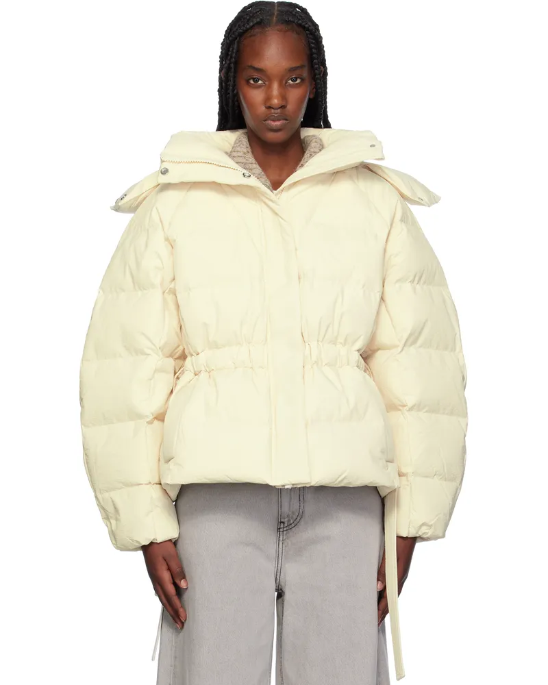 Ganni Beige Tech Oversized Down Puffer Jacket 795