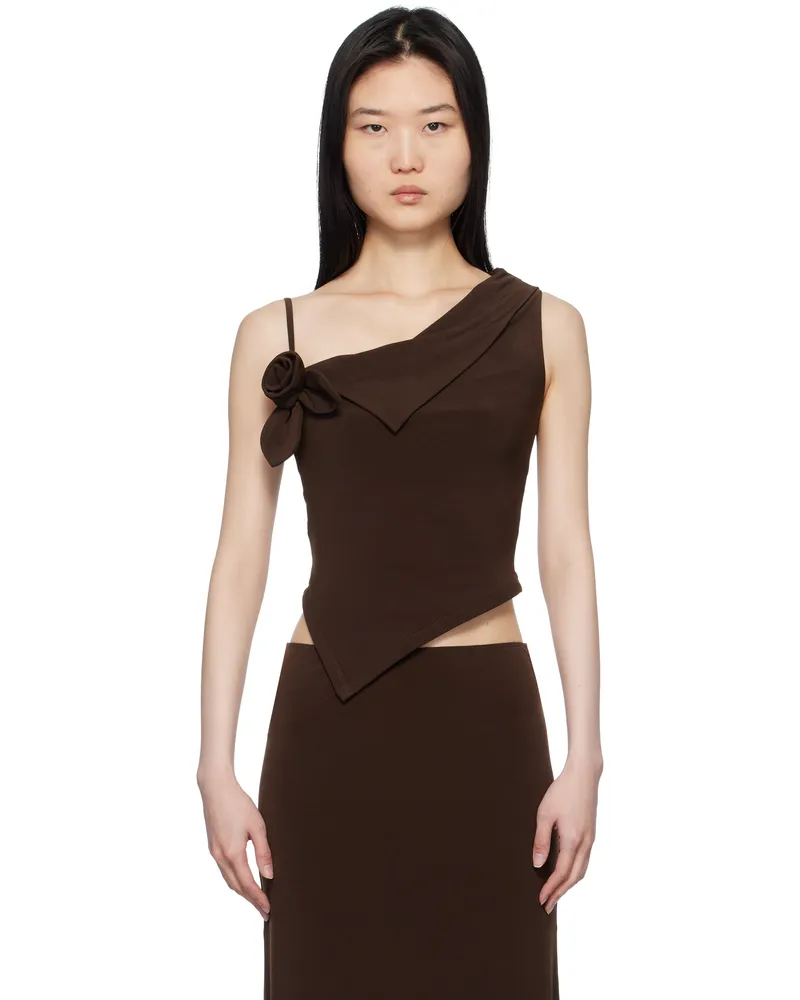 Sandy Liang Brown Dory Top Dark
