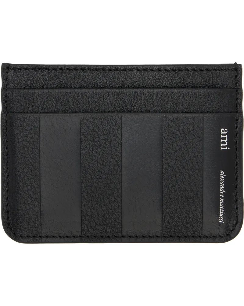 AMI Paris Black Leather Midi Card Holder 001