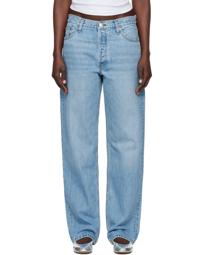 RE/DONE Blue Loose Long Jeans Wasted