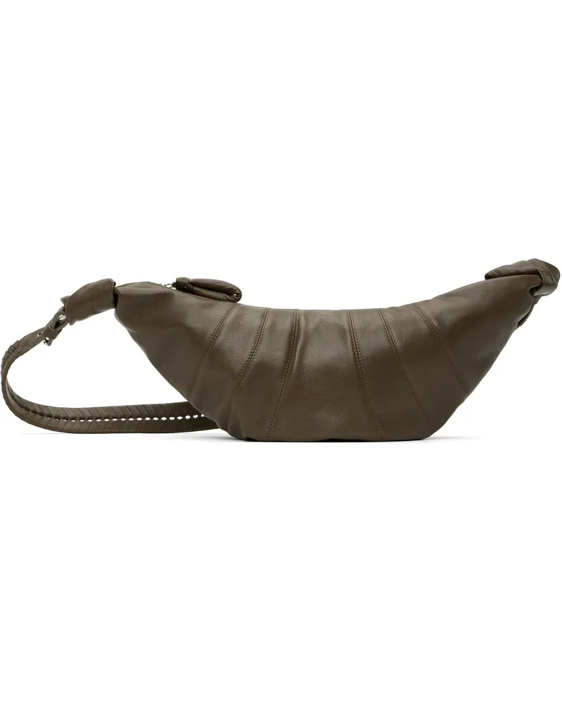 Christophe Lemaire Khaki Woven Laced Medium Croissant Bag Br441