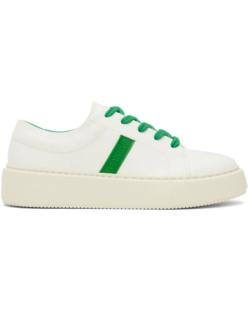 Ganni White & Green Sporty Mix Cupsole Sneakers 801
