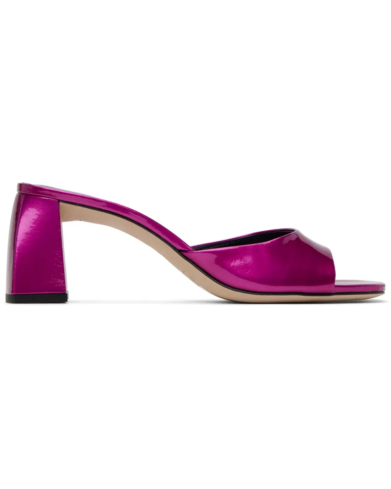 by FAR Pink Romy Metallic Patent Leather Heeled Sandals Fch