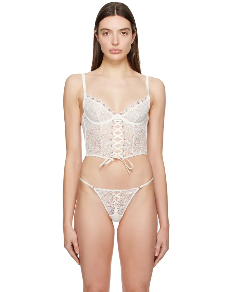 Fleur Du Mal White Lace-Up Corset 0300