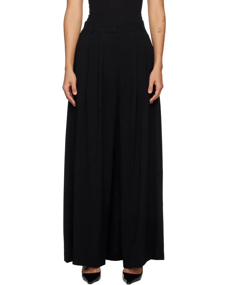 pushBUTTON Black Pleats Front Wide Skort Black
