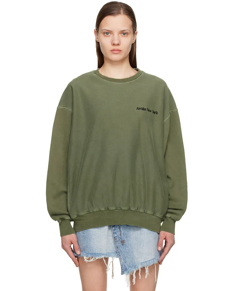 AWAKE NY Green Pigment-Dyed Sweatshirt Moss