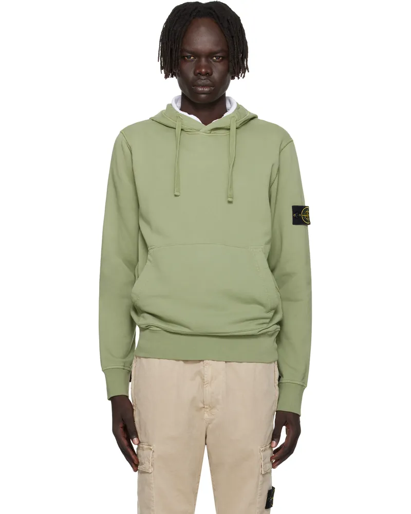Stone Island Green 6100062 Organic Cotton Fleece Hoodie V0055