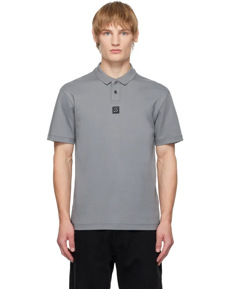 HUGO BOSS Gray Interlock-Cotton Polo 086-open