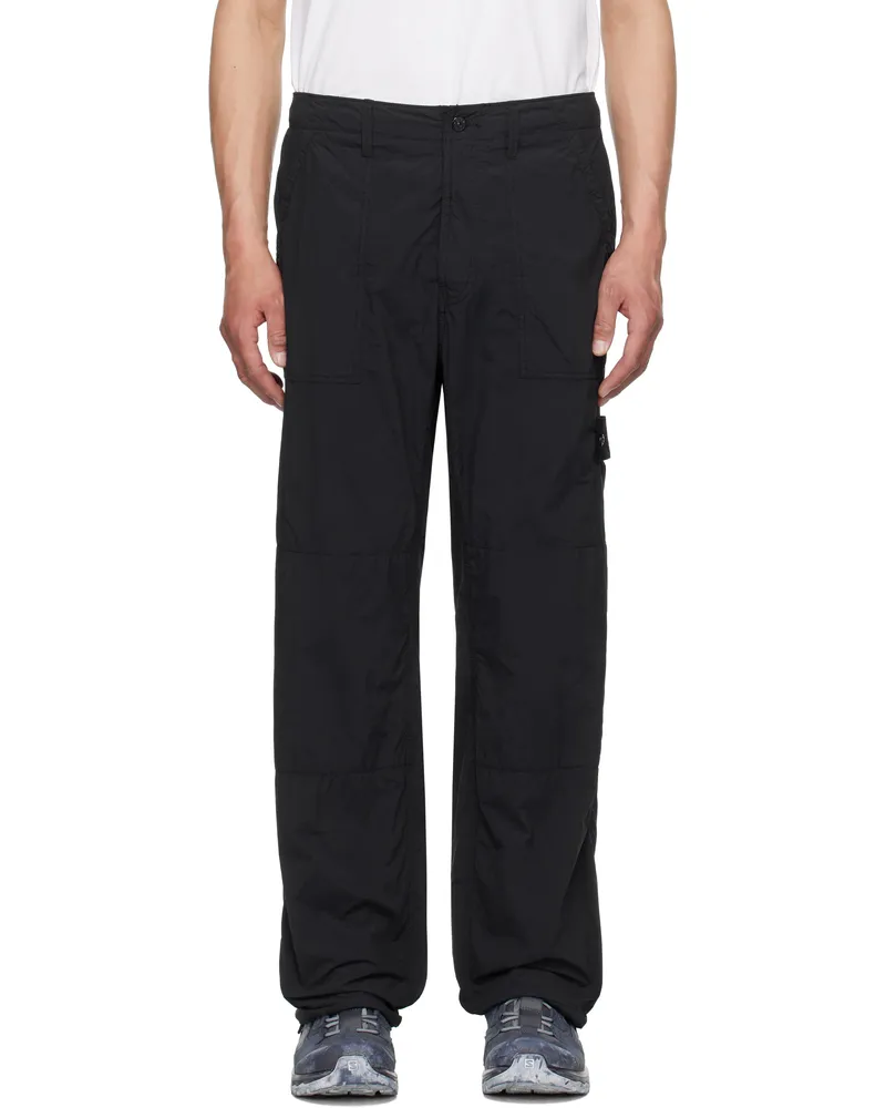 Stone Island Black Nylon Smerigliato Ghost Trousers Vblack