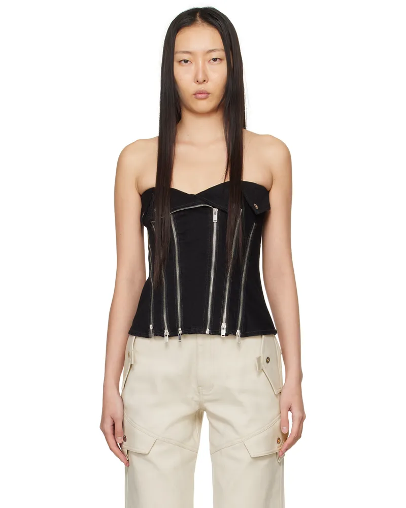 Dion Lee Black Biker Denim Camisole Black