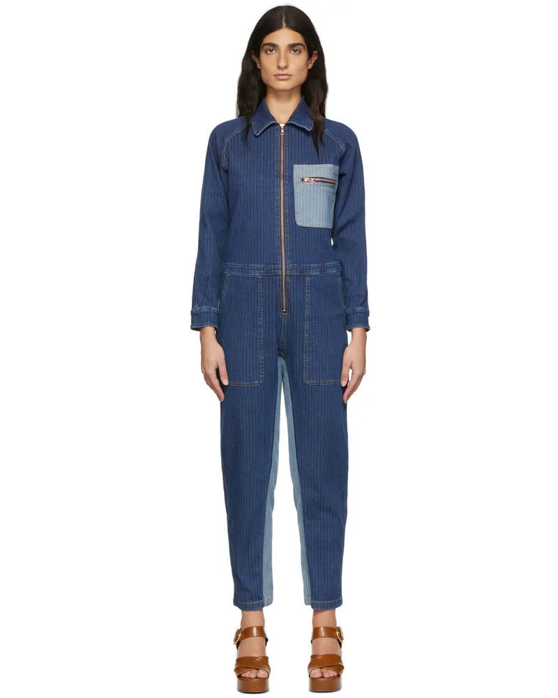 See by Chloé Blue Denim Jumpsuit 49x